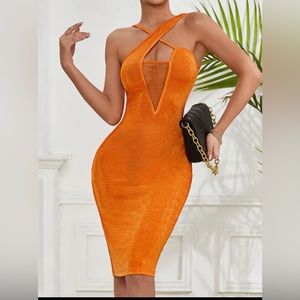 NEW! Crisscross mesh insert body con dress.